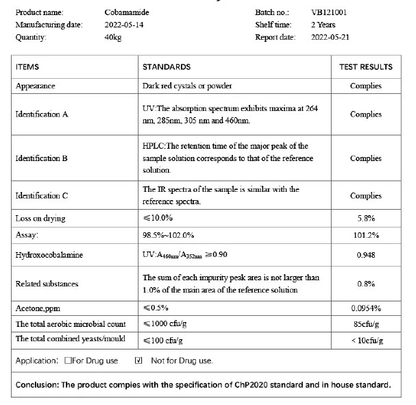 Cyanocobalamin Mecobalamin Cobamamide Hydroxocobalamin Vitamin B12 CAS 68-19-9